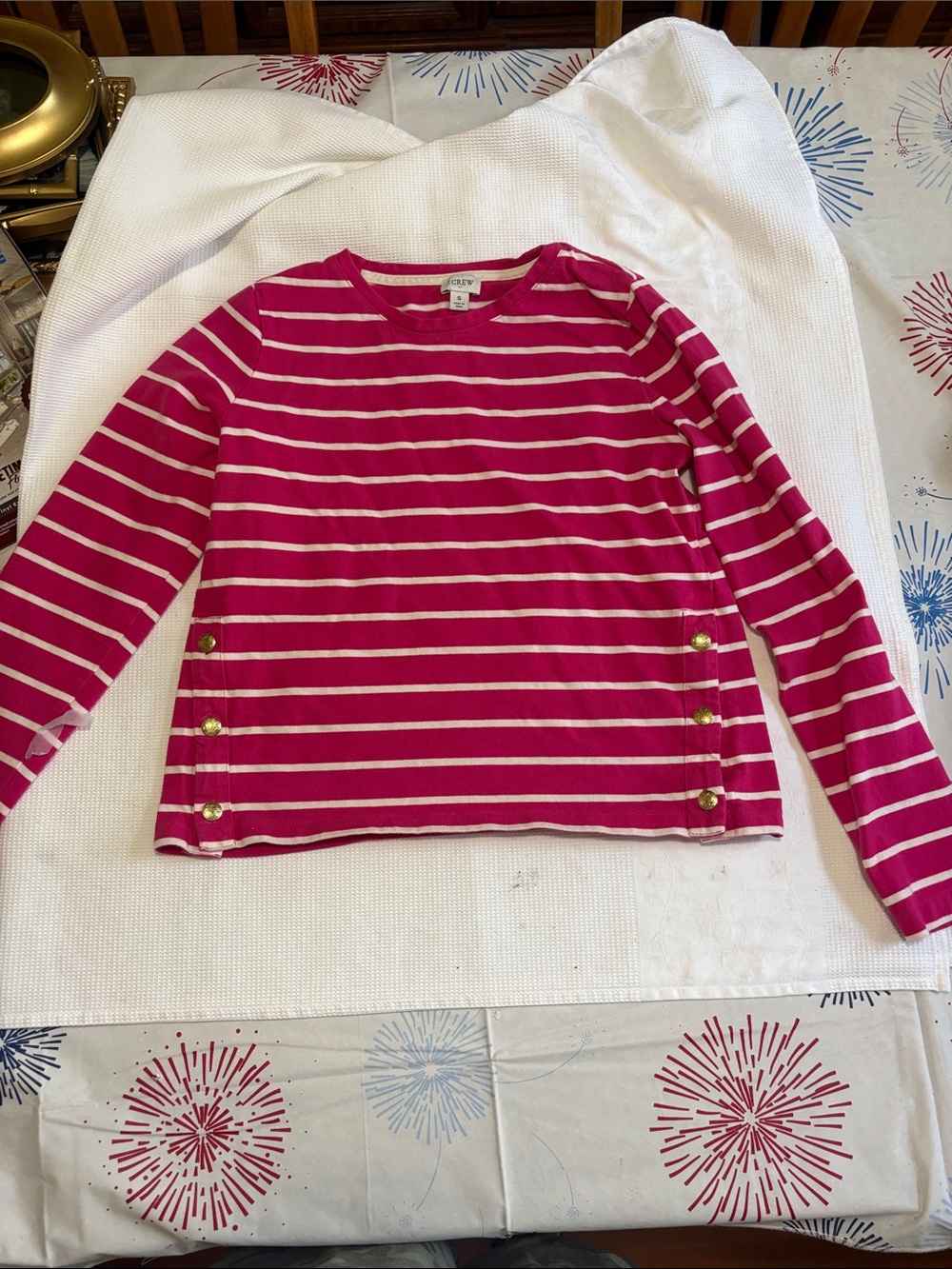 J CREW PINK AND WHITE STRIPED TOP